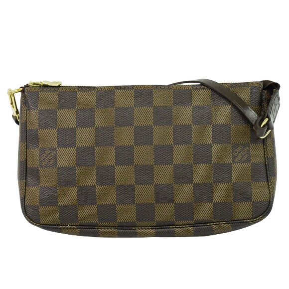 Louis Vuitton Pochette Accessoires N51985 Damier Ebene Canvas Handbag Brown